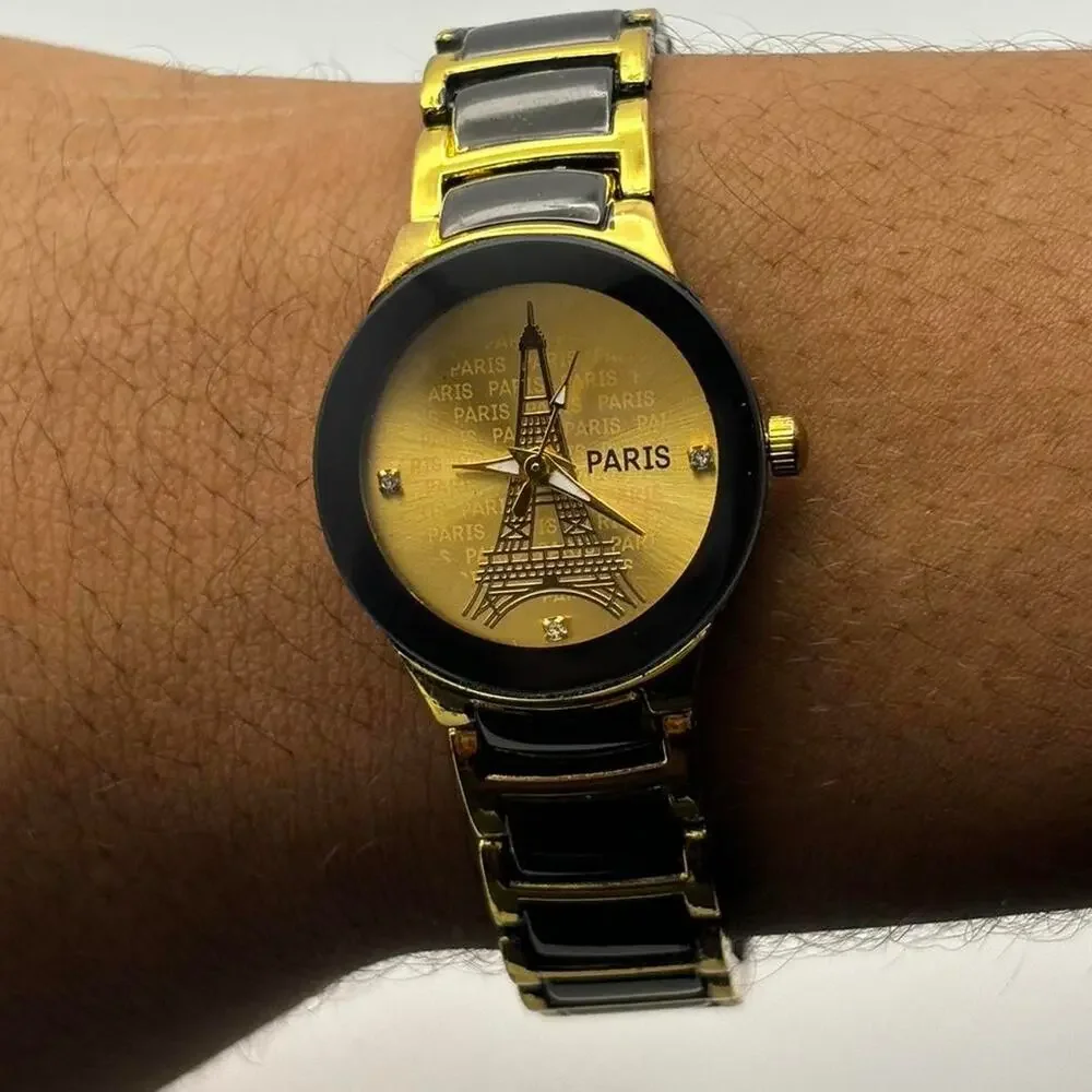 Gold black paris watch